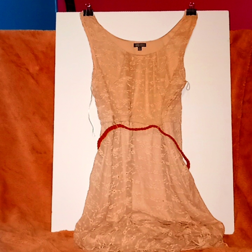 A flower pink dress with belt